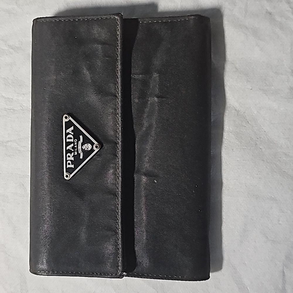 Prada Nylon Trifold Black Wallet